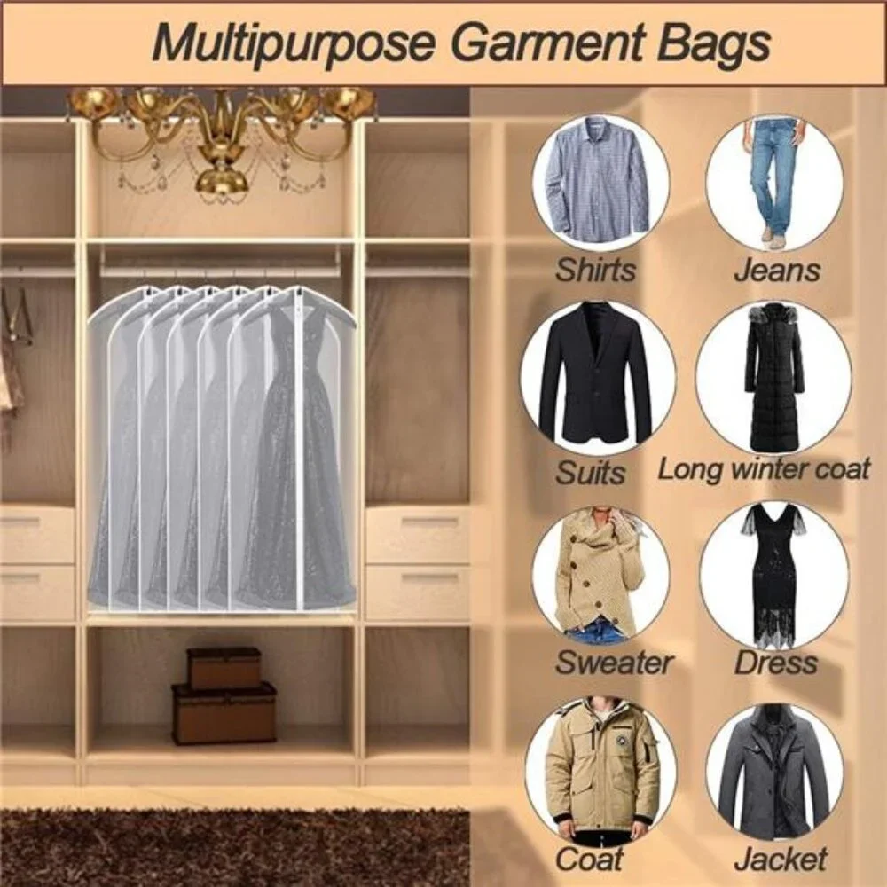 New Garment Bags for Hanging Clothes 24''X48'' Suit Bags for Closet Storage
